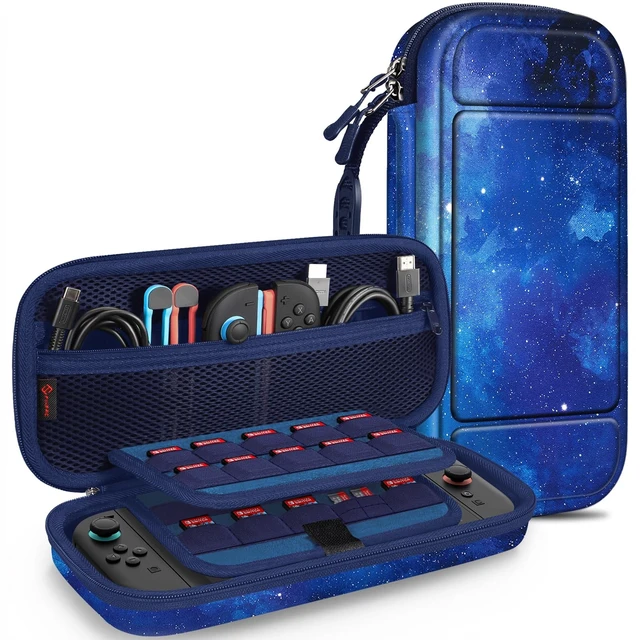 Alt view image 8 of 14 - Carrying Case for Nintendo Switch 2 (2025), Shockproof Hard Shell Switch 2 Case, Protective Cover Travel Bag with 19 Game Card & 2 Micro SD Card Slots & Inner Pocket, Starry Sky