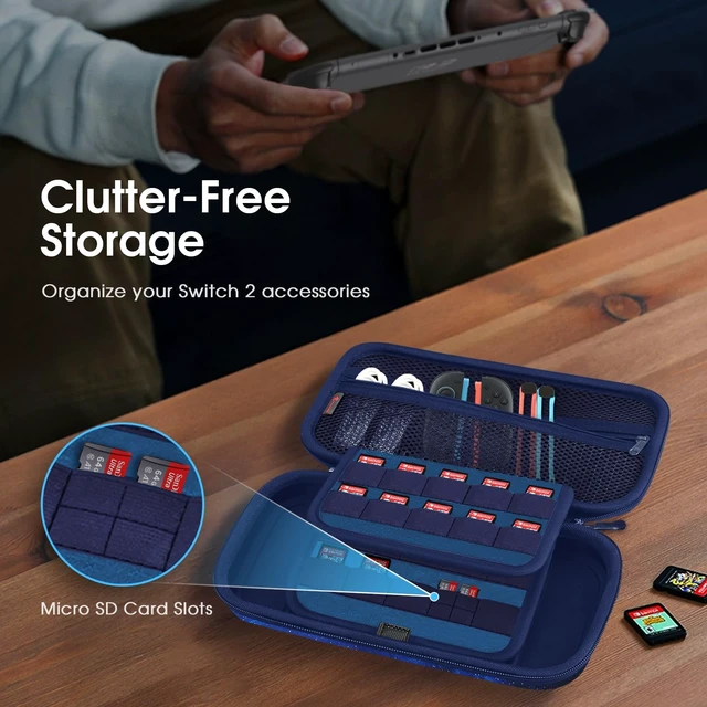 Alt view image 11 of 14 - Carrying Case for Nintendo Switch 2 (2025), Shockproof Hard Shell Switch 2 Case, Protective Cover Travel Bag with 19 Game Card & 2 Micro SD Card Slots & Inner Pocket, Starry Sky