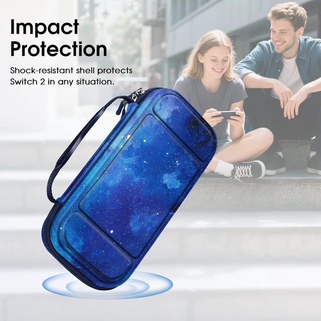 Alt view image 13 of 14 - Carrying Case for Nintendo Switch 2 (2025), Shockproof Hard Shell Switch 2 Case, Protective Cover Travel Bag with 19 Game Card & 2 Micro SD Card Slots & Inner Pocket, Starry Sky