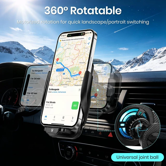 Alt view image 11 of 14 - Cooling Car Phone Holder, 15W Wireless Car Charger Mount, Smart Sensing Car Vent Phone Stand with RGB Ambient Light, Auto Clamping Anti-Shake Mount Stands Compatible for iPhone, Android Smartphones