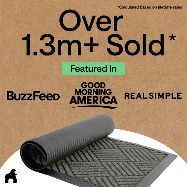 Alt view image 11 of 14 - 100% Waterproof All-Season WeatherMAX Doormat US Designed Natural Rubber, Stain Fade Resistant, Low Profile Indoor Outdoor Door Mats, Easy Clean, 29x17 Gray Diamond