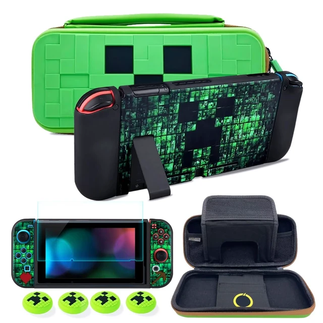 Alt view image 8 of 14 - Carrying Case for Nintendo Switch, Soft Switch Case, Screen Protector, Thumb Grips Caps, Switch Accessories Protective Cases for Switch Console, Portable Travel Carry Cases for Nintendo Switch, Green