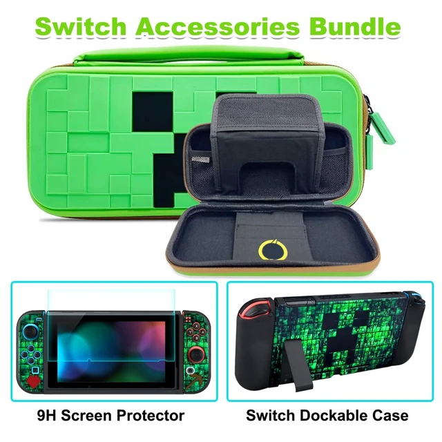 Alt view image 9 of 14 - Carrying Case for Nintendo Switch, Soft Switch Case, Screen Protector, Thumb Grips Caps, Switch Accessories Protective Cases for Switch Console, Portable Travel Carry Cases for Nintendo Switch, Green