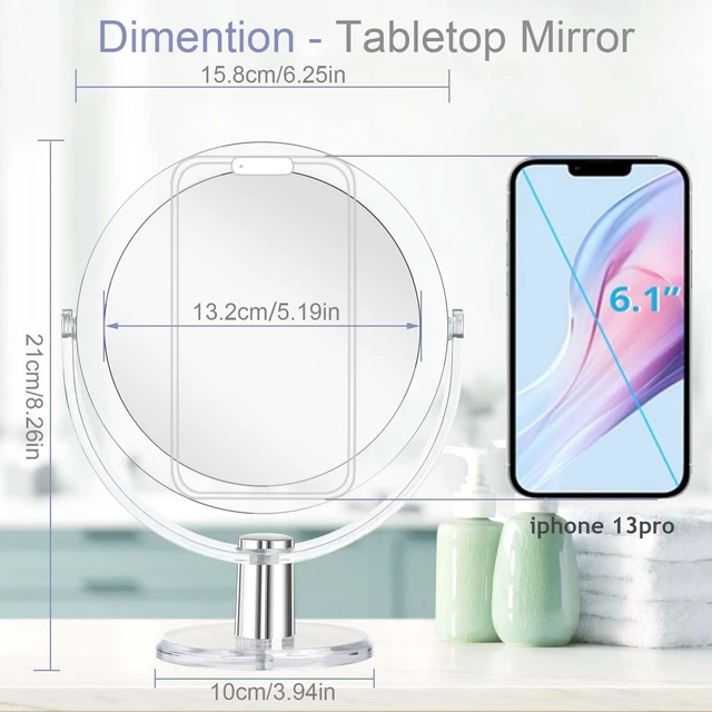 Alt view image 13 of 14 - Vanity Makeup Mirror with Stand, 1X/15X Magnification Double Sided 360 Degree Swivel, Portable Table Desk Counter top Magnifying Mirror, Tabletop Mirror for Bedroom or Dorm Room, 6.25 Inch