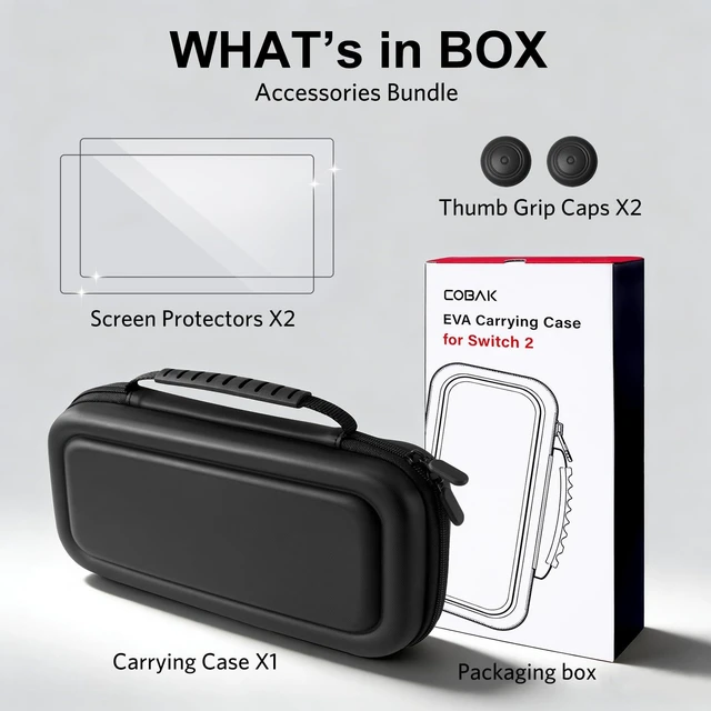 Alt view image 9 of 14 - Large Capacity Carrying Case for Nintendo Switch 2 ( 2025 ) , Ultra Slim Premium EVA Travel Pouch with 24 Game Cartridges, Screen Protective Cover, Accessories Storage Bag, Black