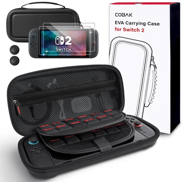 Alt view image 8 of 14 - Large Capacity Carrying Case for Nintendo Switch 2 ( 2025 ) , Ultra Slim Premium EVA Travel Pouch with 24 Game Cartridges, Screen Protective Cover, Accessories Storage Bag, Black