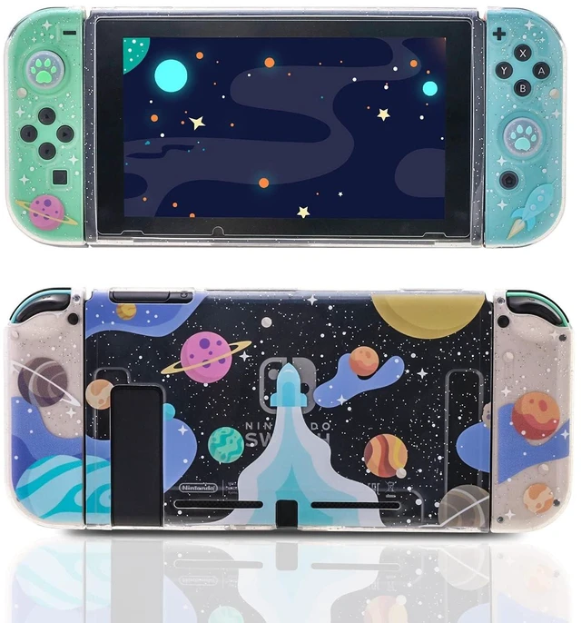 Alt view image 8 of 14 - Glitter Clear Case for Nintendo Switch 2017 Only, Soft TPU Protective Cover with Screen Protector and 2 Thumb Grip Caps, Cute Protective Shell for Girls and Gamers