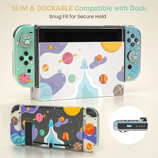 Alt view image 9 of 14 - Glitter Clear Case for Nintendo Switch 2017 Only, Soft TPU Protective Cover with Screen Protector and 2 Thumb Grip Caps, Cute Protective Shell for Girls and Gamers