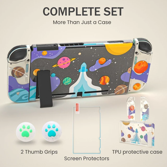 Alt view image 12 of 14 - Glitter Clear Case for Nintendo Switch 2017 Only, Soft TPU Protective Cover with Screen Protector and 2 Thumb Grip Caps, Cute Protective Shell for Girls and Gamers