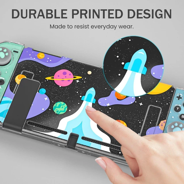 Alt view image 13 of 14 - Glitter Clear Case for Nintendo Switch 2017 Only, Soft TPU Protective Cover with Screen Protector and 2 Thumb Grip Caps, Cute Protective Shell for Girls and Gamers