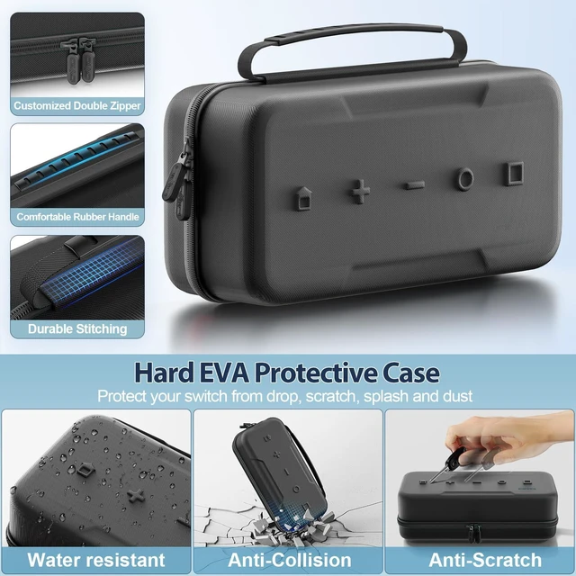 Alt view image 12 of 14 - Carrying Case Compatible with 2025 Nintendo Switch, Portable Switch 2 Travel Carry Case Fit for Joy-Con 2 & Adapter, Hard Shell Protective Pouch Bag with 24 Game Slots, Systems Sega Games, Black