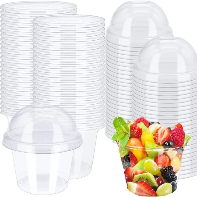 Alt view image 8 of 14 - 50 Pcs 8oz Clear Plastic Cup with Dome Hole Lids,Disposable Dessert Cups,Take away Food Containers Bowls for Ice Cream,Salad,Parfait,Fruit,Drink