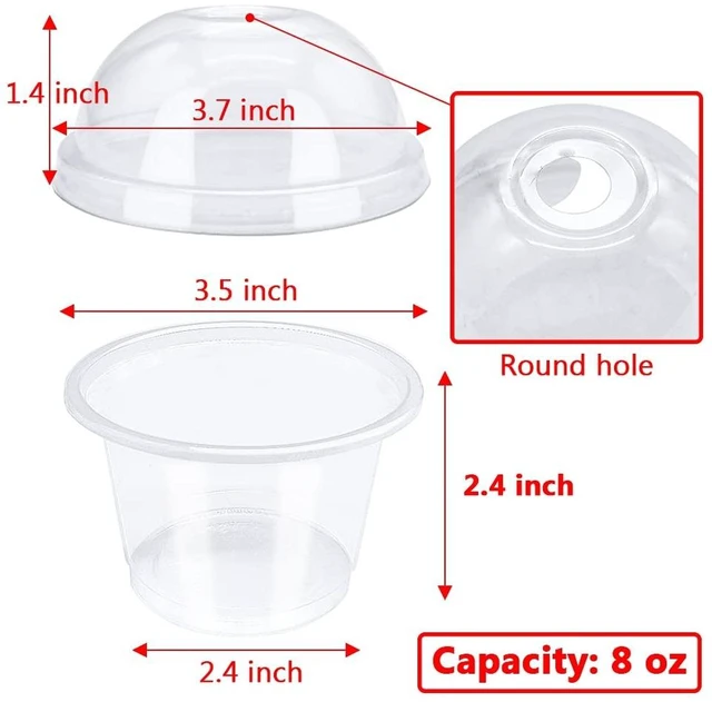 Alt view image 10 of 14 - 50 Pcs 8oz Clear Plastic Cup with Dome Hole Lids,Disposable Dessert Cups,Take away Food Containers Bowls for Ice Cream,Salad,Parfait,Fruit,Drink