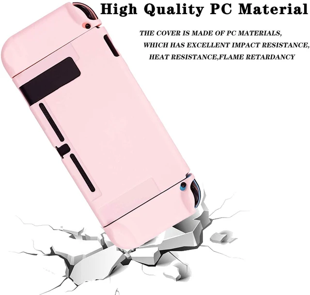 Alt view image 13 of 14 - Pink Dockable Protective Case Cover Compatible with Nintendo Switch Joy-Con Controllers,with Glass Screen Protector and 4 Thumb Grips,Shock-Absorption and Anti-Scratch (Pink)