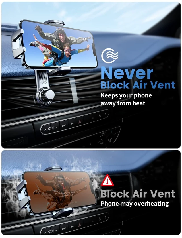 Alt view image 9 of 14 - Car Vent Phone Mount, Car Phone Holder Mount with Swing Arm Air Vent Clip Car Mount Cell Phone Holder Car for iPhone 17/16/ 15/14/ 13 Pro Max & All 4.7" - 6.9" Android Smartphone