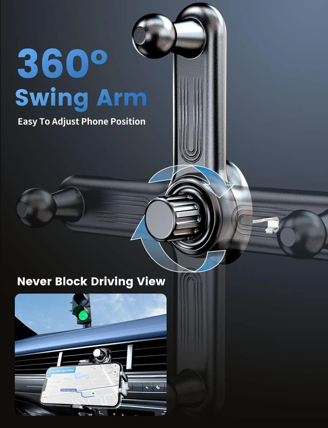Alt view image 10 of 14 - Car Vent Phone Mount, Car Phone Holder Mount with Swing Arm Air Vent Clip Car Mount Cell Phone Holder Car for iPhone 17/16/ 15/14/ 13 Pro Max & All 4.7" - 6.9" Android Smartphone