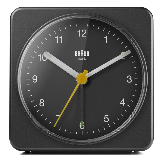 Alt view image 8 of 14 - Classic Analogue Alarm Clock with Snooze and Light, Quiet Quartz Sweeping Movement, Crescendo Beep Alarm in Black, Model BC03B.