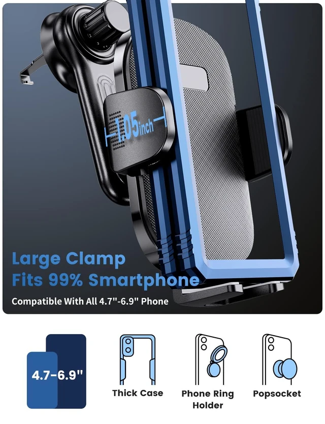 Alt view image 13 of 14 - Car Vent Phone Mount, Car Phone Holder Mount with Swing Arm Air Vent Clip Car Mount Cell Phone Holder Car for iPhone 17/16/ 15/14/ 13 Pro Max & All 4.7" - 6.9" Android Smartphone