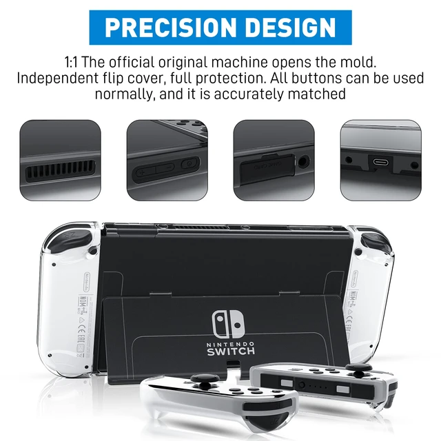 Alt view image 11 of 14 - Dockable Clear Case for Nintendo Switch OLED 2021,Protective Case Cover for Switch OLED and Joy Con Controller - Strong and Durable, Not Easy to Fall Off (Clear)