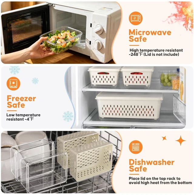 Alt view image 12 of 14 - Fruit Storage Containers for Fridge with Soft Lid - 4 Pack Food Storage Container with Removable Colander, Airtight Produce Saver Containers Keep Berry, Fruits, Vegetables, Meet Fresh Longer