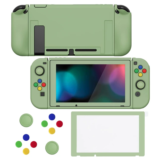 Alt view image 8 of 14 - ZealProtect Soft Protective Case for Nintendo Switch, Flexible Joycon Cover Slim Cover for Nintendo Switch with Screen Protector & Thumb Grip Caps & ABXY Direction Button Caps - Matcha Green