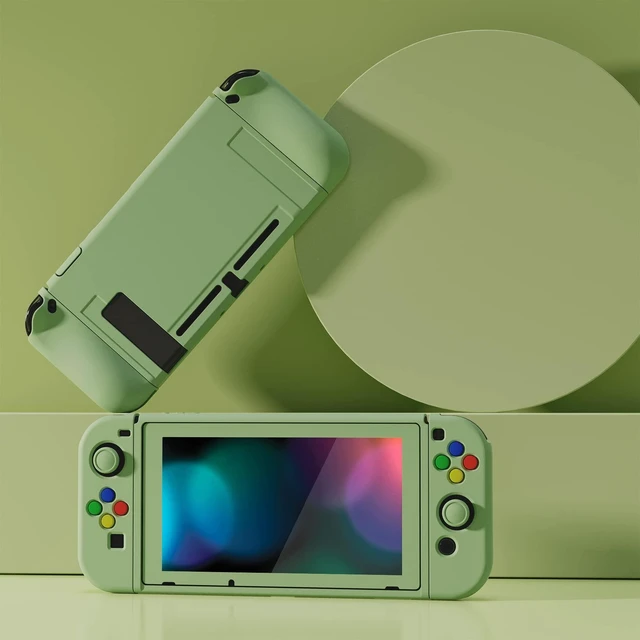Alt view image 10 of 14 - ZealProtect Soft Protective Case for Nintendo Switch, Flexible Joycon Cover Slim Cover for Nintendo Switch with Screen Protector & Thumb Grip Caps & ABXY Direction Button Caps - Matcha Green
