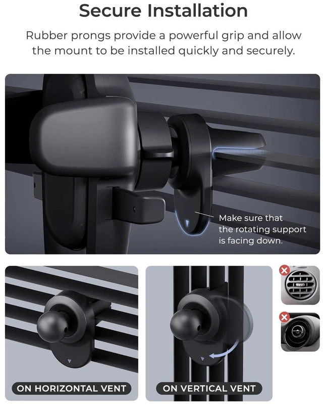 Alt view image 10 of 12 - Easy One Touch Advanced Air Vent Car Phone Mount - Universal Cell Phone Holder for iPhone, Google, Samsung, Moto, LG, and All Other Smartphones