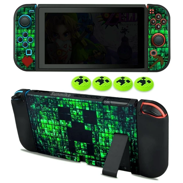 Alt view image 8 of 14 - Protective Case for Nintendo Switch, Switch Case & Thumb Grips Caps Soft Dockable Cases for Nintendo Switch Cases Shock-Absorbent & Anti-Scratch Switch Cover Slim Shell & 4 Pcs Joystick Cover