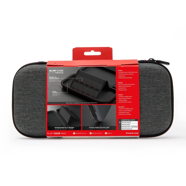 Alt view image 9 of 14 - Slim Case for Nintendo Switch 2 - Dark Heather Grey, Officially Licensed, Protective Case, Holds 10 Game Cards, Padded Screen Protector, Built-in Play Stand