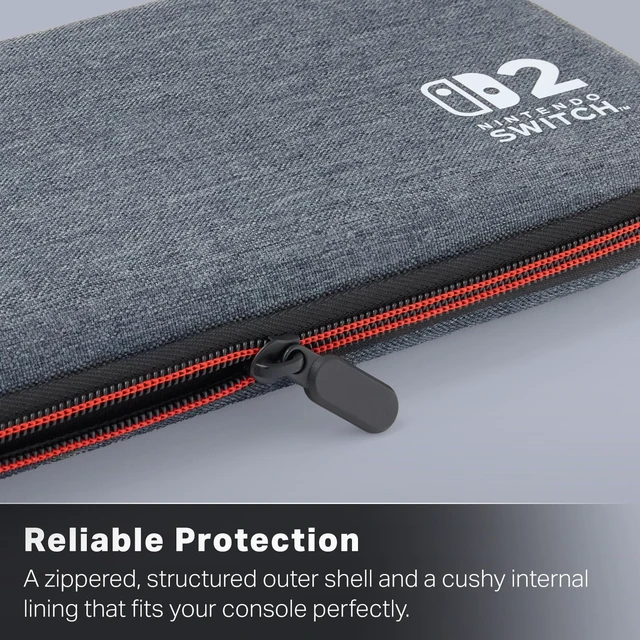Alt view image 12 of 14 - Slim Case for Nintendo Switch 2 - Dark Heather Grey, Officially Licensed, Protective Case, Holds 10 Game Cards, Padded Screen Protector, Built-in Play Stand