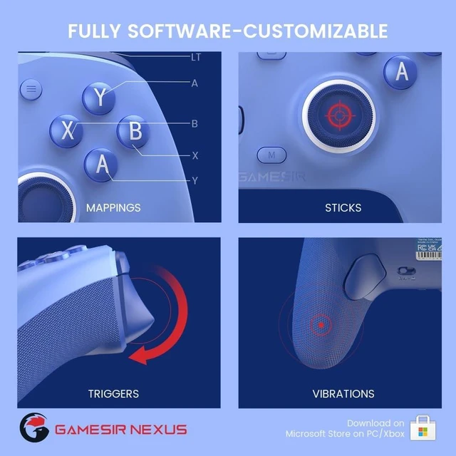 Alt view image 11 of 14 - Wired Controller for Xbox Series X|S, Xbox One & Windows 10/11, Plug and Play Gaming Gamepad with Hall Effect Joysticks/Hall Trigger, 3.5mm Audio Jack (Blue)