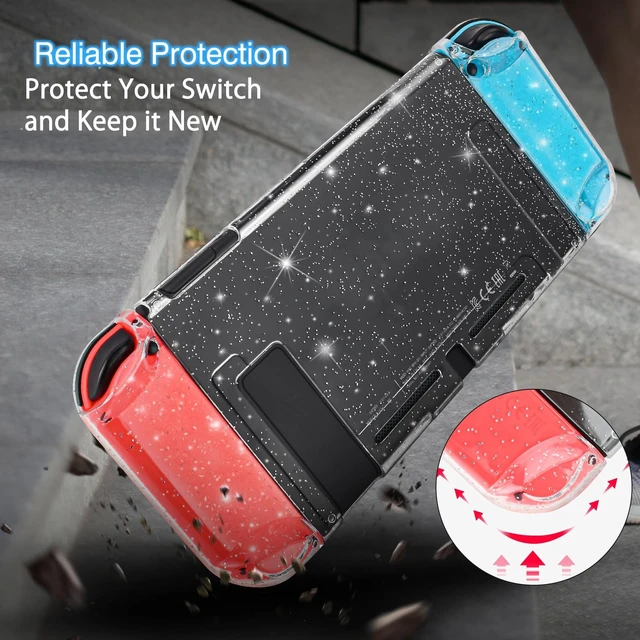 Alt view image 13 of 14 - Dockable Crystal Case for Nintendo Switch, Glitter Bling Cover with Shock-Absorption and Anti-Scratch Design Protective Case - Crystal Glitter