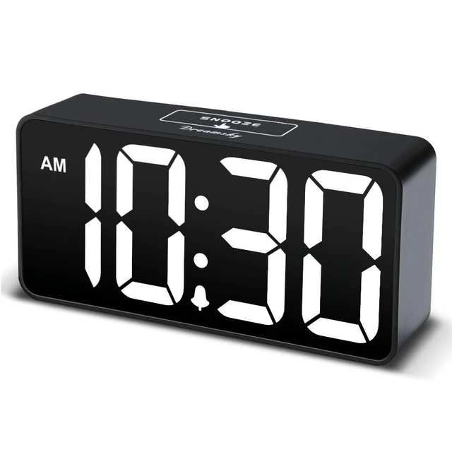 Alt view image 8 of 14 - Small Digital Alarm Clock for Bederoom, Large Big Numbers Display with Dimmer for Living Room, Electric Bedside Desk Clock with USB Charging Port, Adjustable Volume, USB-C Adapter Powered