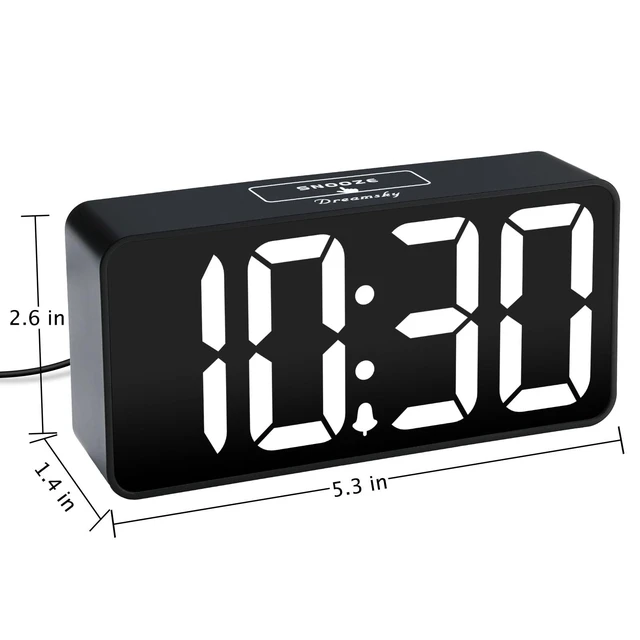 Alt view image 14 of 14 - Small Digital Alarm Clock for Bederoom, Large Big Numbers Display with Dimmer for Living Room, Electric Bedside Desk Clock with USB Charging Port, Adjustable Volume, USB-C Adapter Powered
