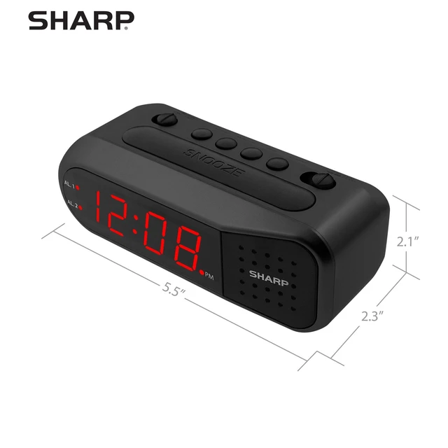 Alt view image 10 of 12 - Digital Alarm Clock for Heavy Sleepers, Dual Alarm, Red LED, Black