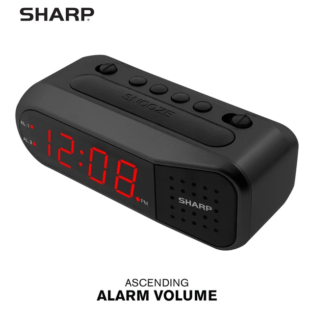Alt view image 11 of 12 - Digital Alarm Clock for Heavy Sleepers, Dual Alarm, Red LED, Black