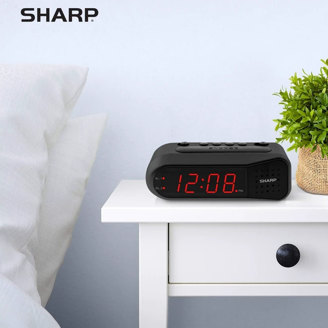 Alt view image 12 of 12 - Digital Alarm Clock for Heavy Sleepers, Dual Alarm, Red LED, Black