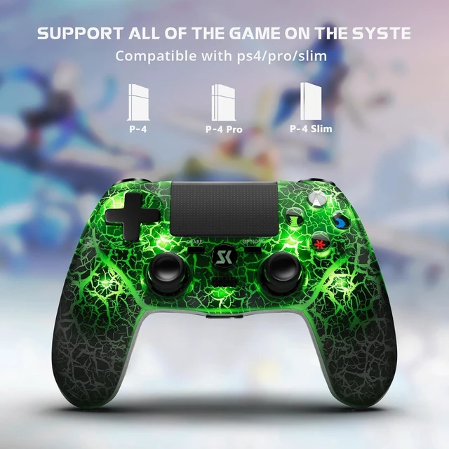 Alt view image 10 of 14 - Wireless Controller for PS4, Controller Compatible with PS4/Pro/Slim,Double Shock 6-Axis Motion Sensor, Sensitive Touch Pad, Built-in Speaker & Stereo Headphone Jack (Black Crack RGB Light)