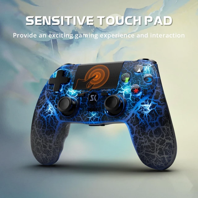 Alt view image 11 of 14 - Wireless Controller for PS4, Controller Compatible with PS4/Pro/Slim,Double Shock 6-Axis Motion Sensor, Sensitive Touch Pad, Built-in Speaker & Stereo Headphone Jack (Black Crack RGB Light)