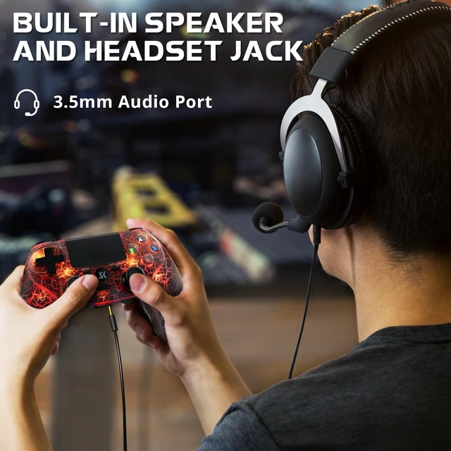 Alt view image 14 of 14 - Wireless Controller for PS4, Controller Compatible with PS4/Pro/Slim,Double Shock 6-Axis Motion Sensor, Sensitive Touch Pad, Built-in Speaker & Stereo Headphone Jack (Black Crack RGB Light)