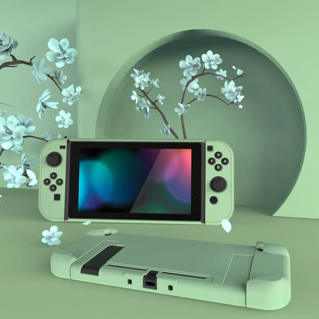 Alt view image 11 of 14 - PlayVital Back Cover for Nintendo Switch Console,Joycon Handheld Controller Separable Protector Hard Shell,Dockable Protective Case for Nintendo Switch - Matcha Green (NOT for Switch 2)