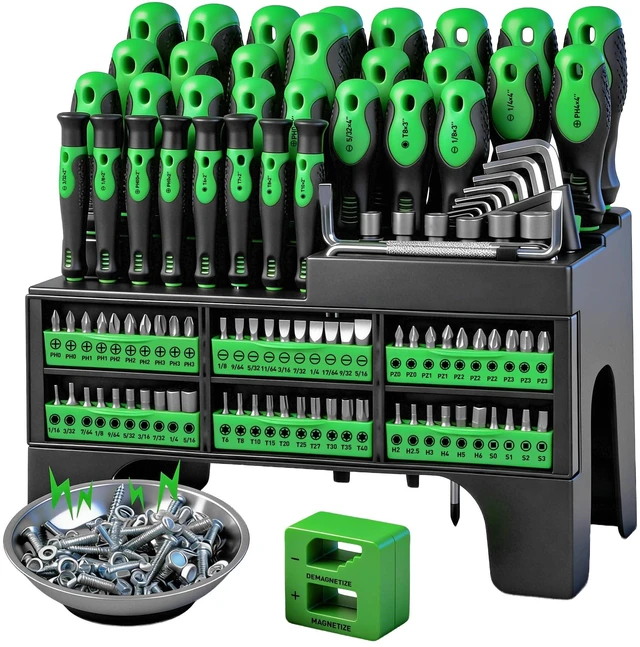 Alt view image 8 of 14 - 118-Piece Magnetic Screwdriver Set with Plastic Racking, Precision Screwdrivers, Magnetizer, Demagnetizer, Nut Drivers, Ratchet Handles, Allen Keys, Sockets & More - DIY Tools & Gift for Men