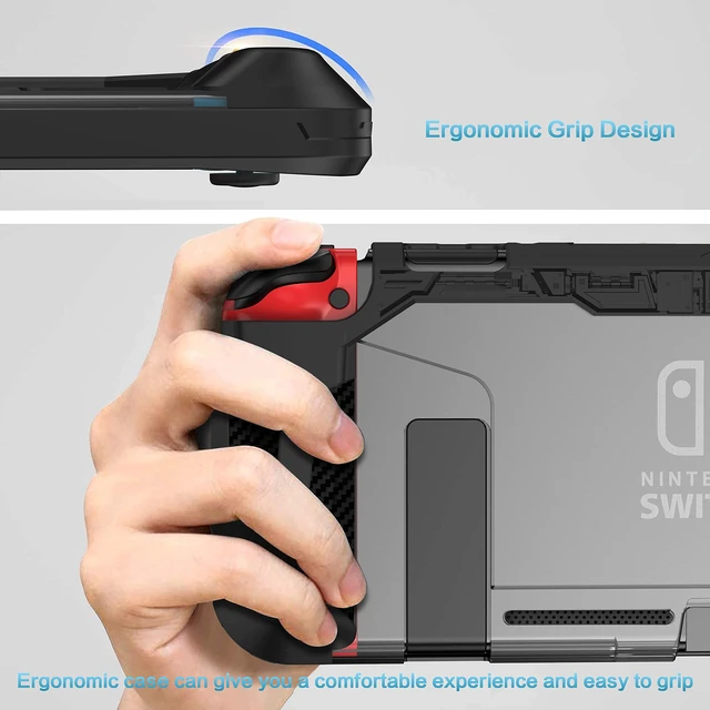 Alt view image 10 of 14 - Dockable Case for Nintendo Switch 2017,Protective Case Compatible for Nintendo Switch and Joy-Con Controller ,TPU Grip Cover with Shock-Absorption and Anti-Scratch Design(Black)