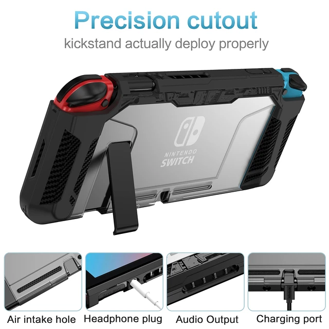 Alt view image 14 of 14 - Dockable Case for Nintendo Switch 2017,Protective Case Compatible for Nintendo Switch and Joy-Con Controller ,TPU Grip Cover with Shock-Absorption and Anti-Scratch Design(Black)