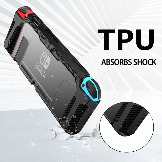 Alt view image 9 of 14 - Dockable Case for Nintendo Switch 2017,Protective Case Compatible for Nintendo Switch and Joy-Con Controller ,TPU Grip Cover with Shock-Absorption and Anti-Scratch Design(Black)