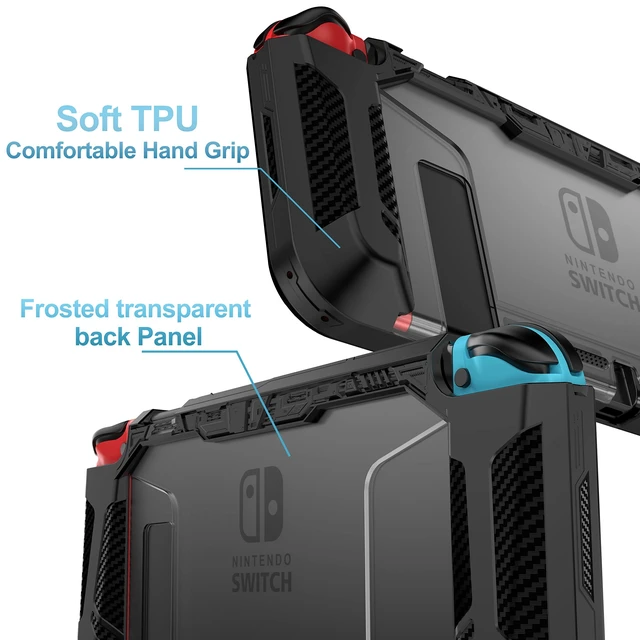 Alt view image 11 of 14 - Dockable Case for Nintendo Switch 2017,Protective Case Compatible for Nintendo Switch and Joy-Con Controller ,TPU Grip Cover with Shock-Absorption and Anti-Scratch Design(Black)