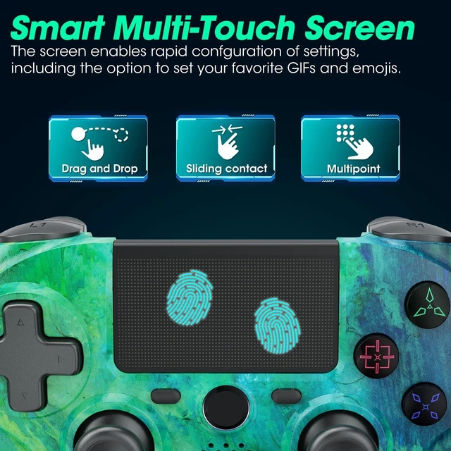 Alt view image 9 of 14 - Wireless Controller for PS4,compatible with ps4/slim/pro and windows pc 6-Axis Gyro/Multi Touch Pad/3.5mm Audio Jack/800mAh Battery and Speaker (Aurora Green)