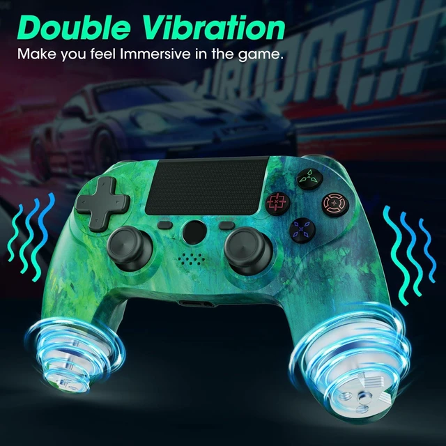 Alt view image 10 of 14 - Wireless Controller for PS4,compatible with ps4/slim/pro and windows pc 6-Axis Gyro/Multi Touch Pad/3.5mm Audio Jack/800mAh Battery and Speaker (Aurora Green)