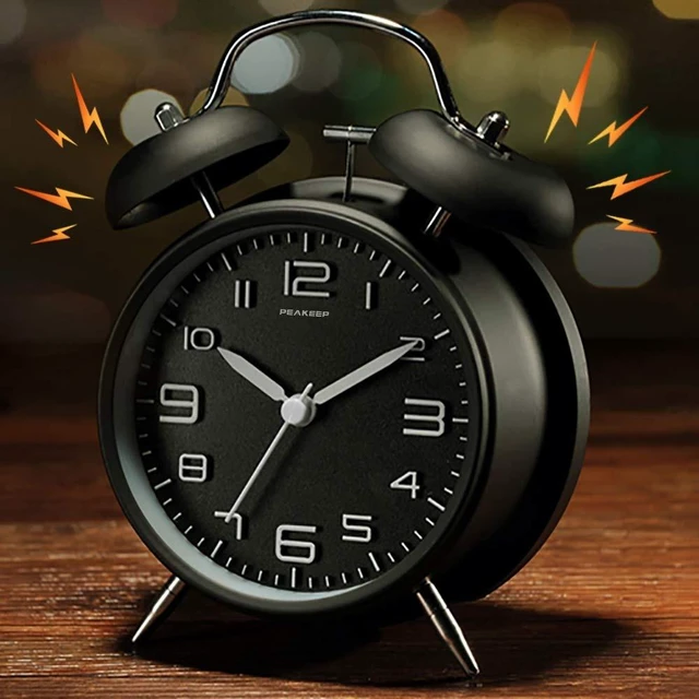 Alt view image 9 of 14 - 4 Inches Twin Bell Loud Alarm Clock for Heavy Sleepers, Backlight, Battery Operated Old Fashioned Alarm Clock for Bedrooms (3D-Dial, Black)