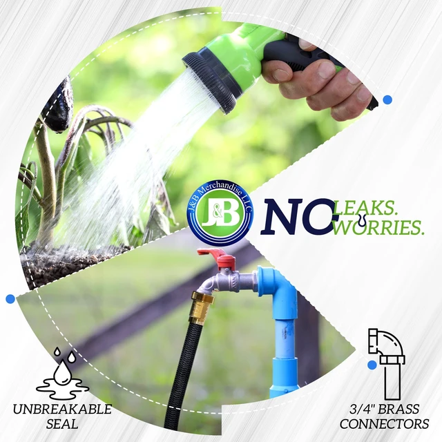 Alt view image 13 of 14 - 100ft Expandable Garden Hose Ultra-Strong 3750D, 4-Layer Latex Core, Brass 3/4" Connectors, 10-Pattern Nozzle & Storage Bag Lightweight, Kink-Reducing, Leak-Resistant